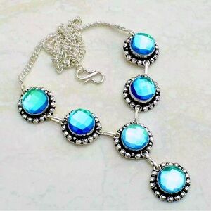 Rainbow Fire Topaz Gemstone Necklace